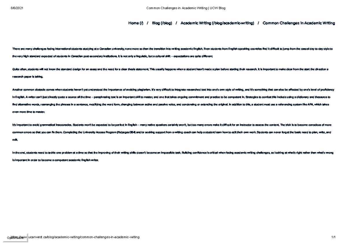 Challenges of Academic Writing - Even students from English-speaking ...