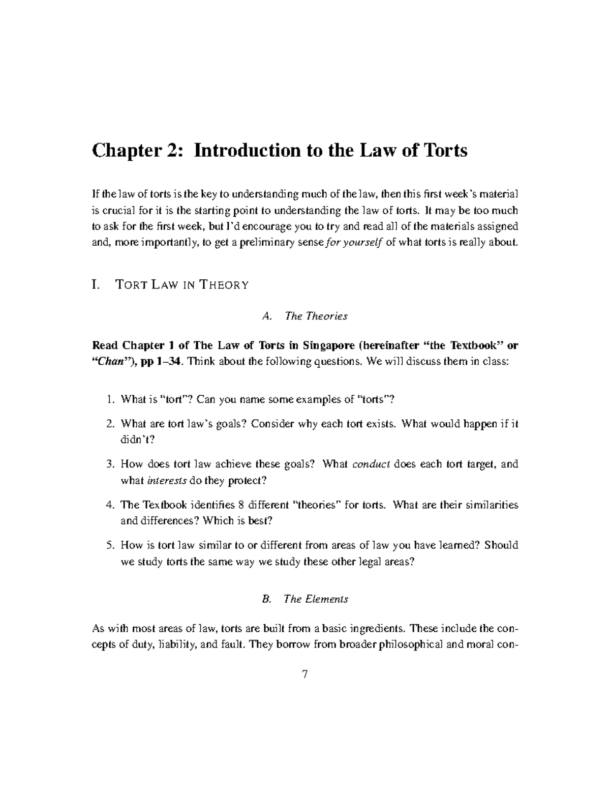 LAW105: Chapter 2 - Intro to the Law of Torts and Key Concepts - Studocu
