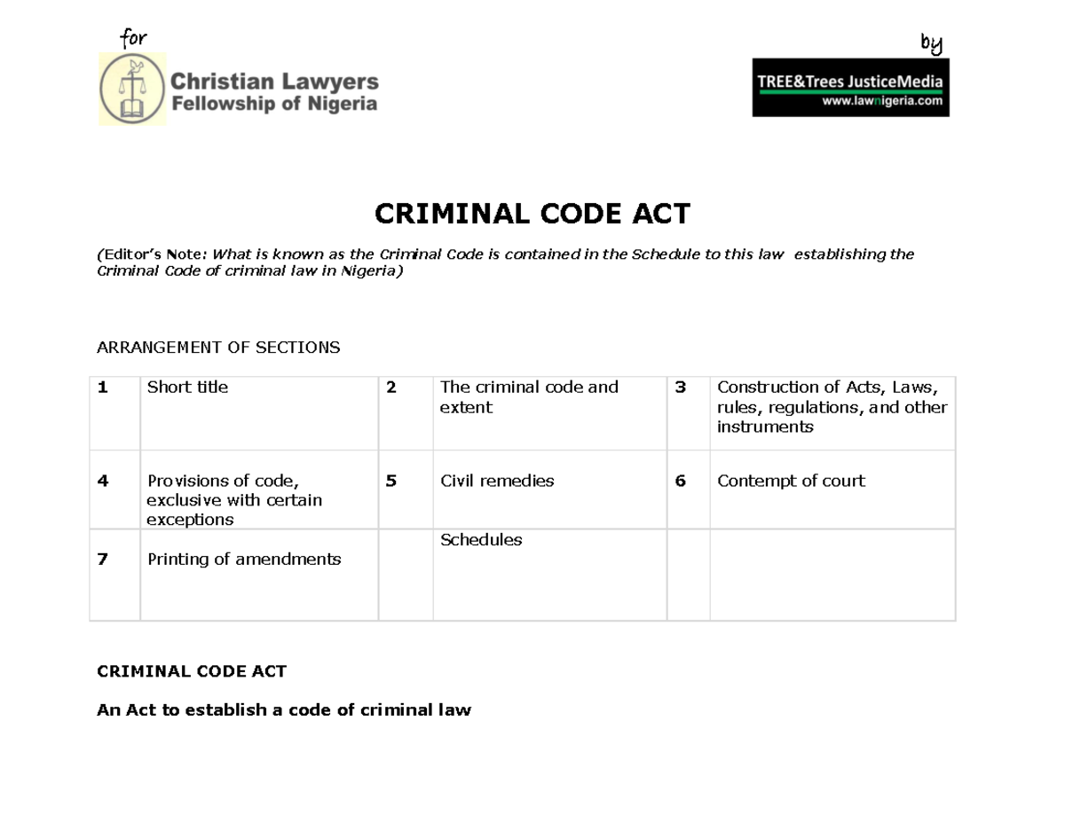 Criminal Code Act: Comprehensive Overview of Nigerian Criminal Law ...