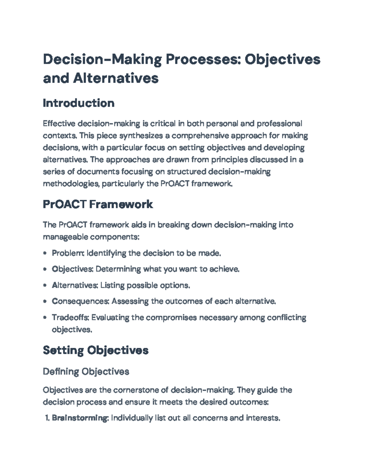 PrOACT Framework for Effective Decision-Making Strategies - Decision ...