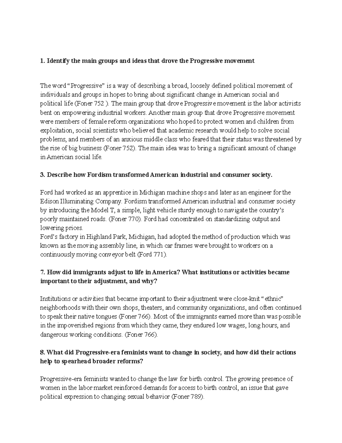 DB- Key Concepts from Chapter 18: Progressive Movement & Fordism - Studocu