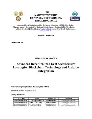 Project Report on Advanced Decentralized EVM with Blockchain & Arduino ...