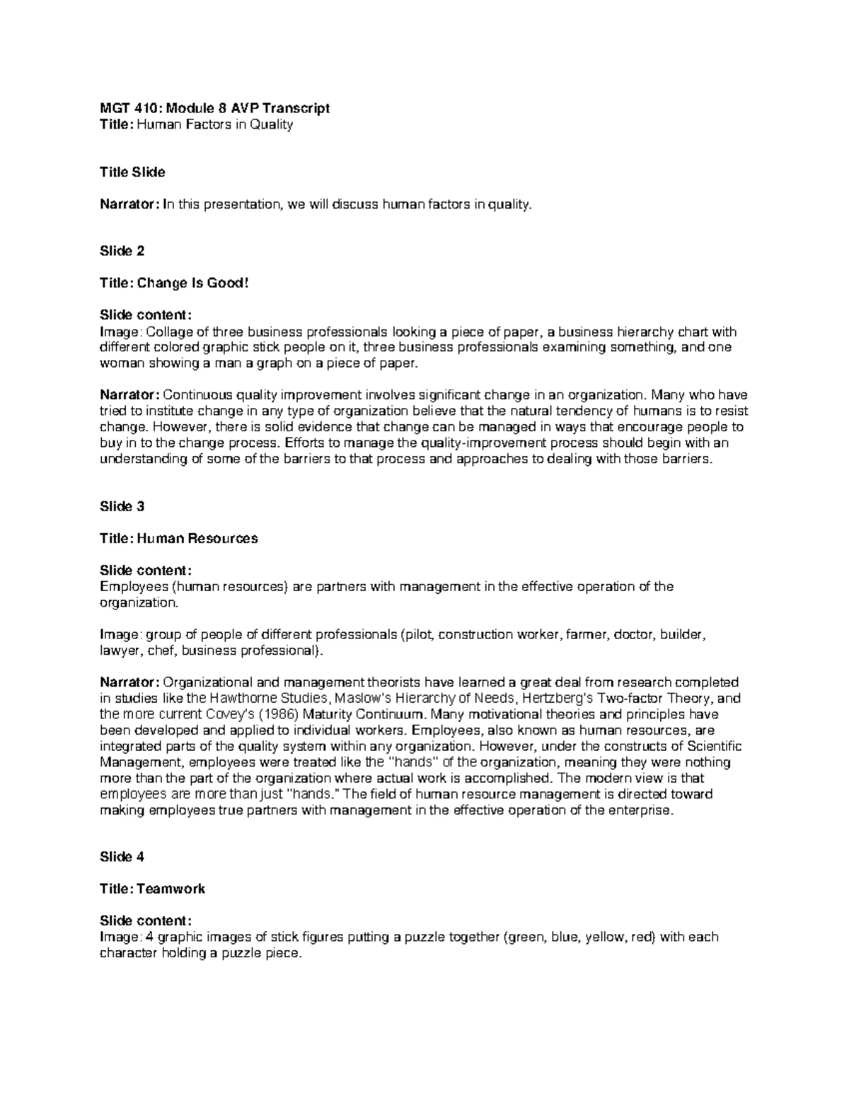 MGT410 M4 Transcript - script - MGT 410: Module 4 AVP Transcript Title ...