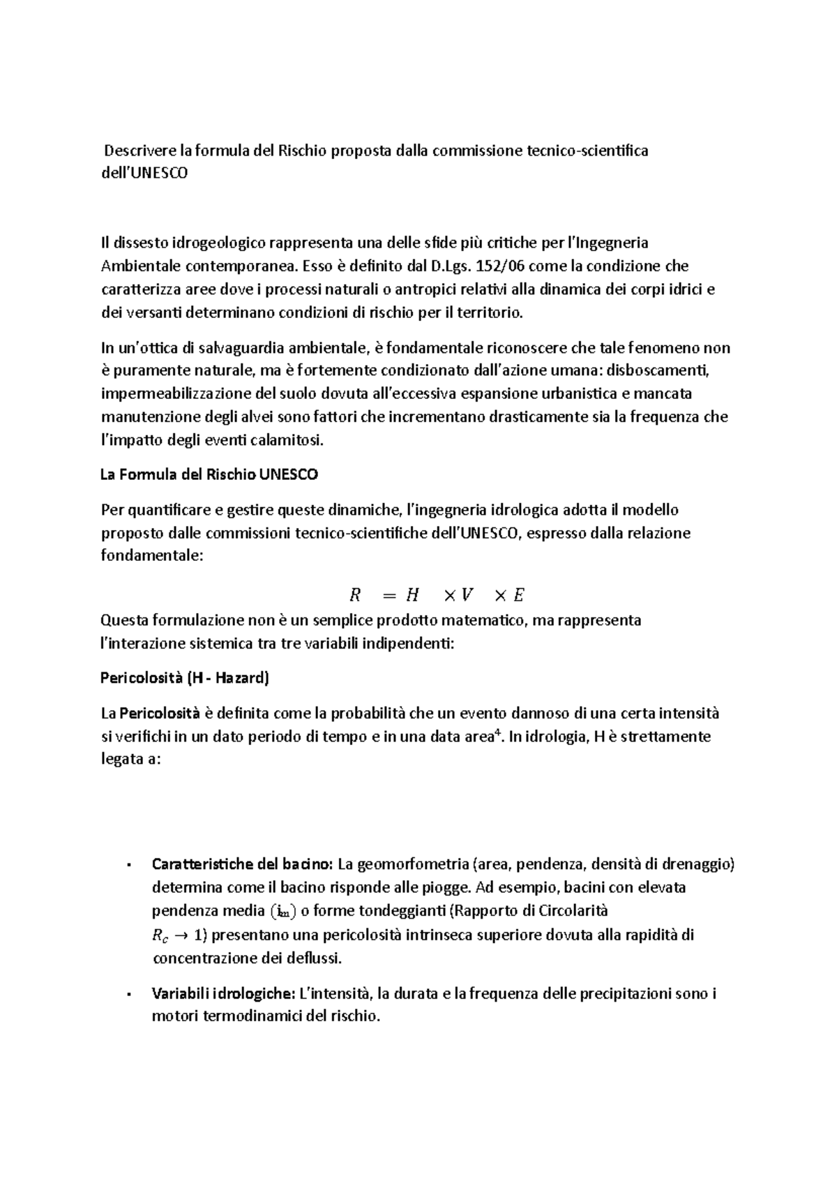 Formula del Rischio e Gestione del Dissesto Idrogeologico - Corso ...