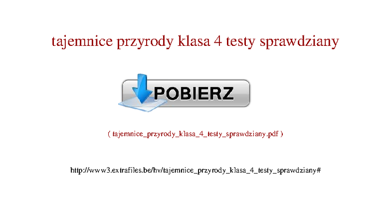 Tajemnice Przyrody Klasa 4: Testy i Sprawdziany - Studocu