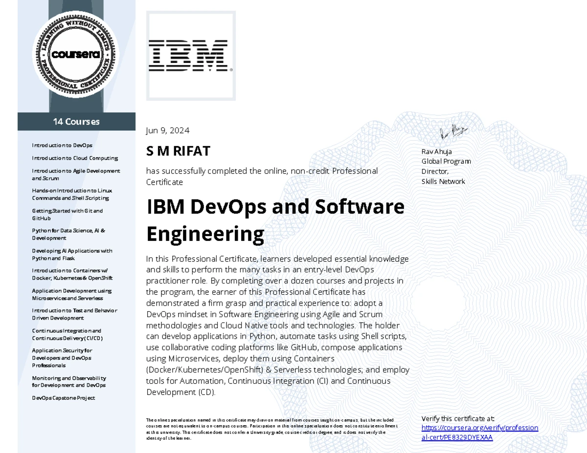 CI/CD Course Completion Certificate - LFPH52HH7EEE by IBM - Studocu