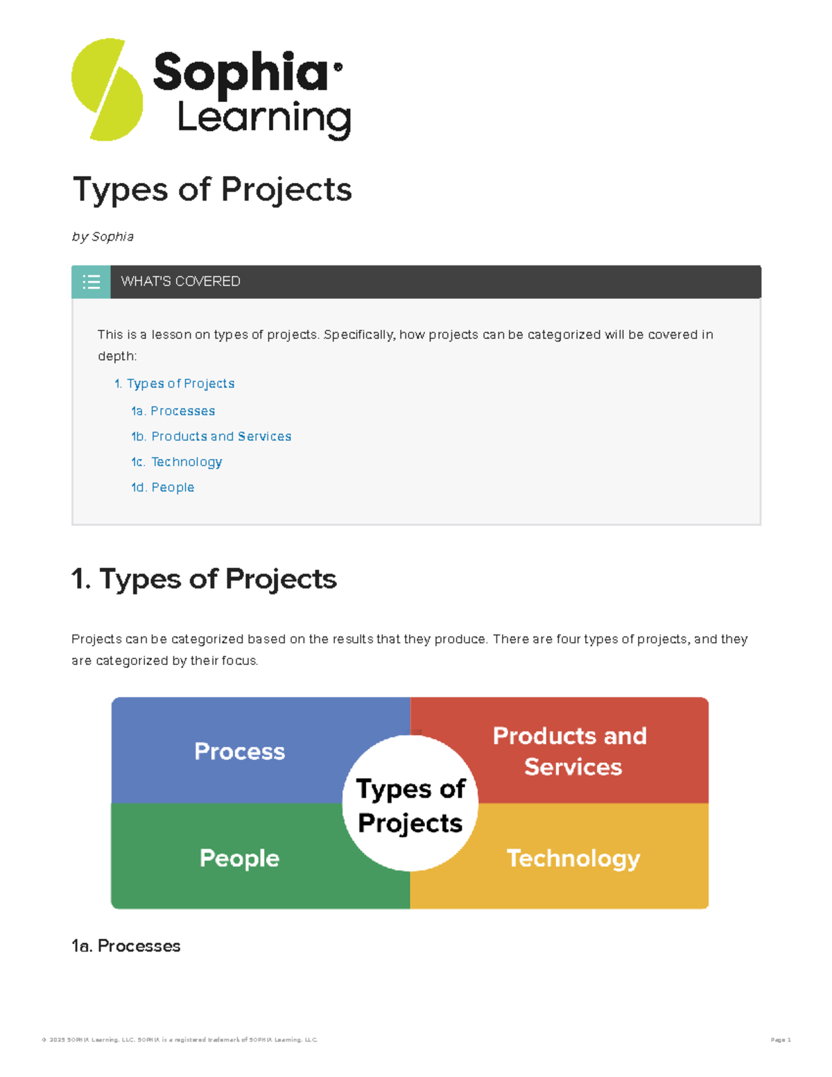 Types of Projects: Categorization and Examples - SOPHIA 1.1.5 - Studocu