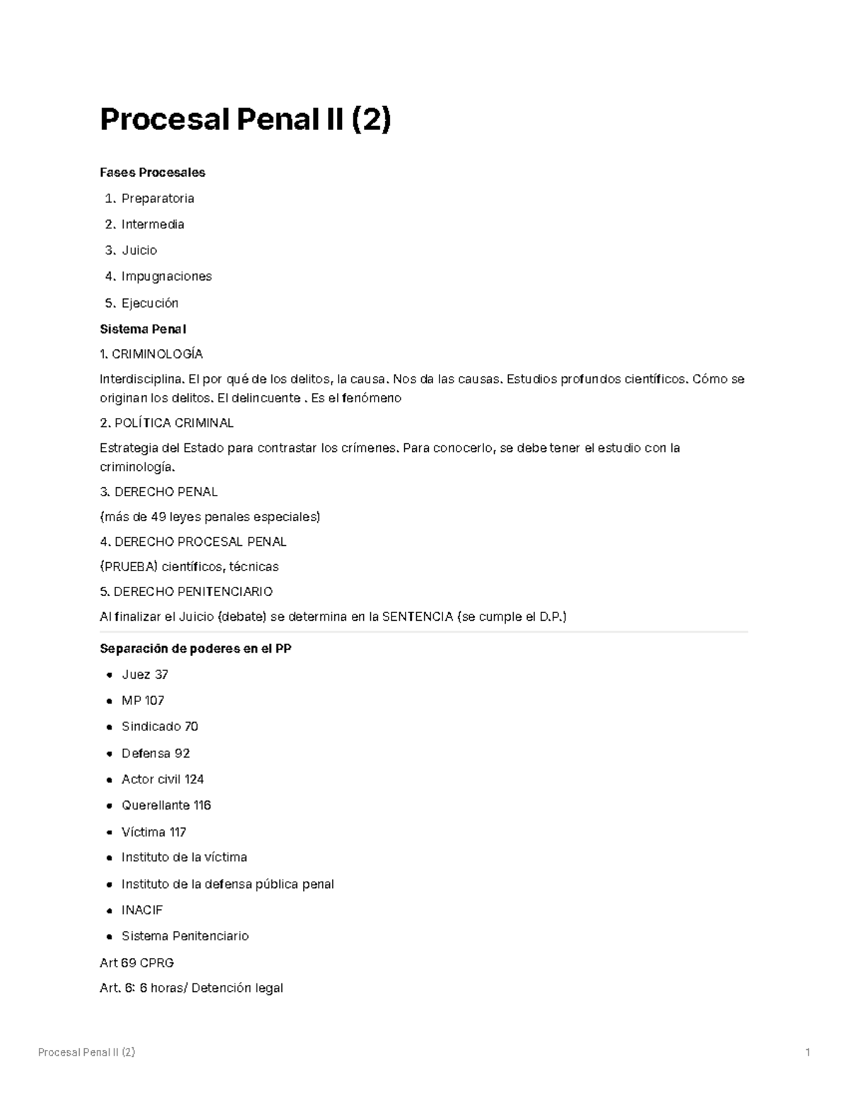 Apuntes de Derecho Procesal Penal II (2): Fases y Procedimientos - Studocu