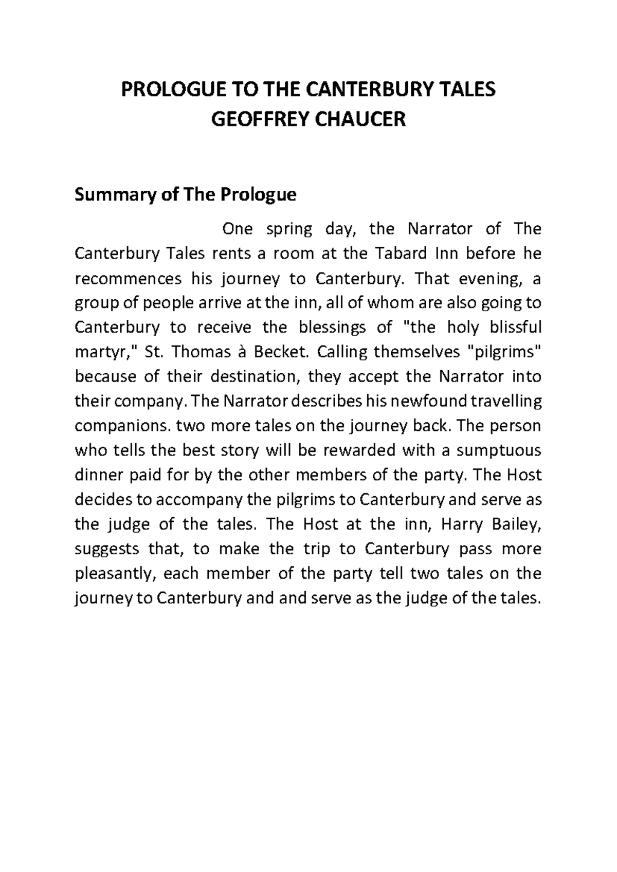 Canterbury Tales Prologue