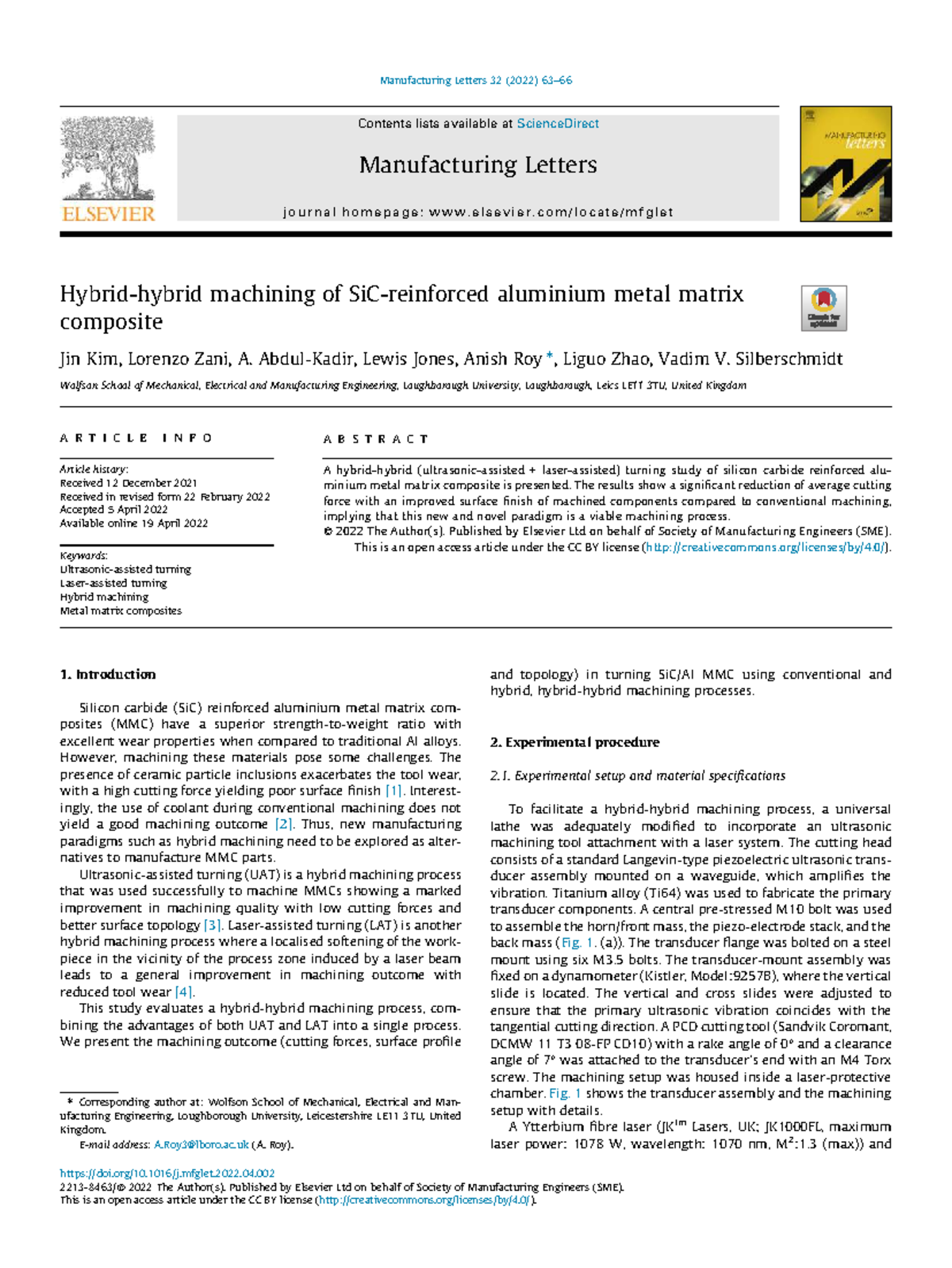 UAT and LUAT: Machining of Aluminium Metal Matrix Composites - Studocu