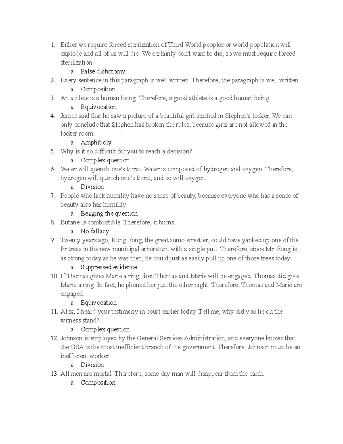 Logic 3.4 Assignment: Analyzing Logical Fallacies and Errors - Studocu