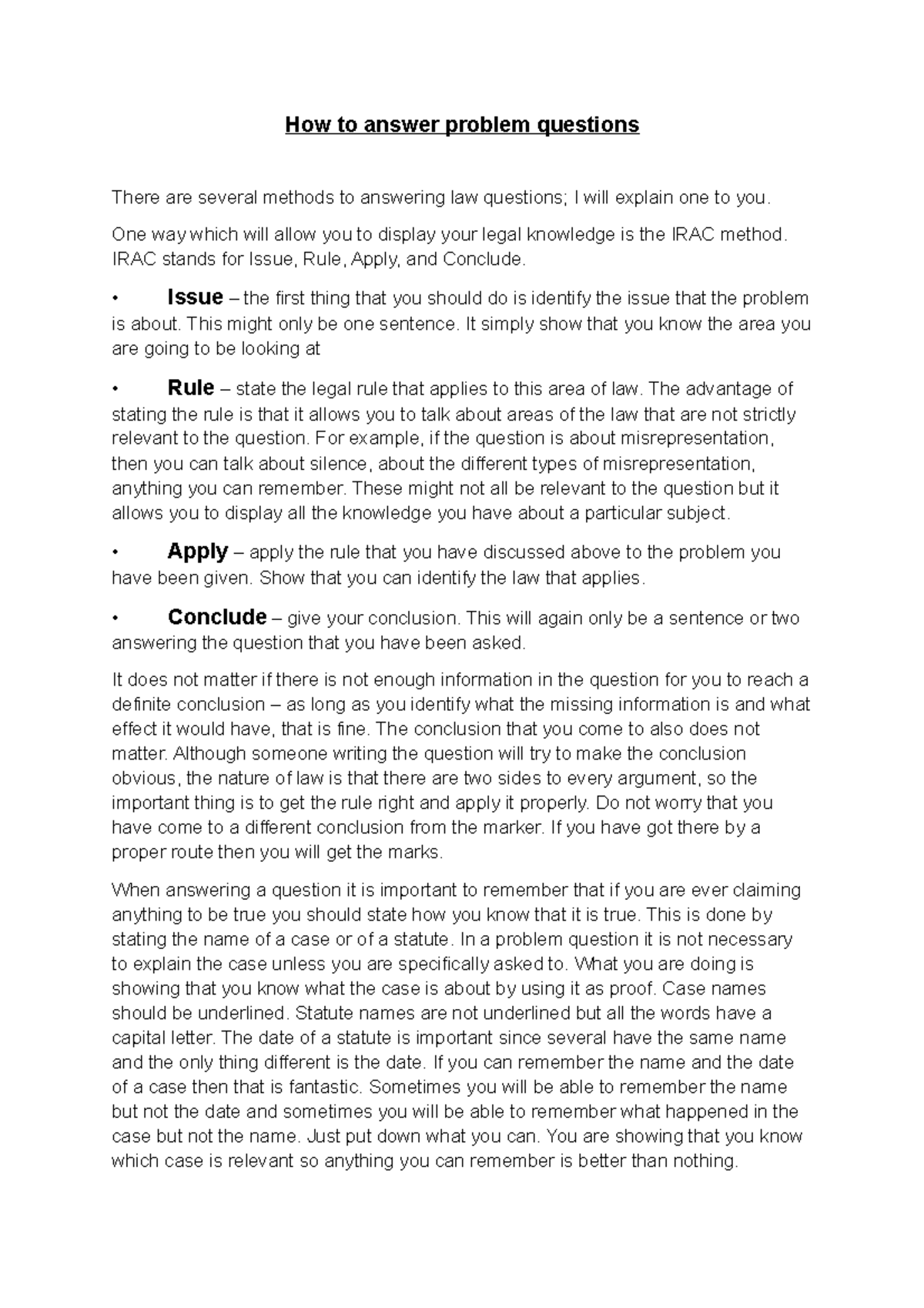 Exam Technique - How to answer problem questions There are several ...
