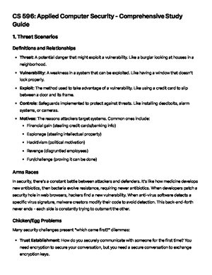 CS 596: Applied Computer Security Midterm Exam Study Guide - Studocu