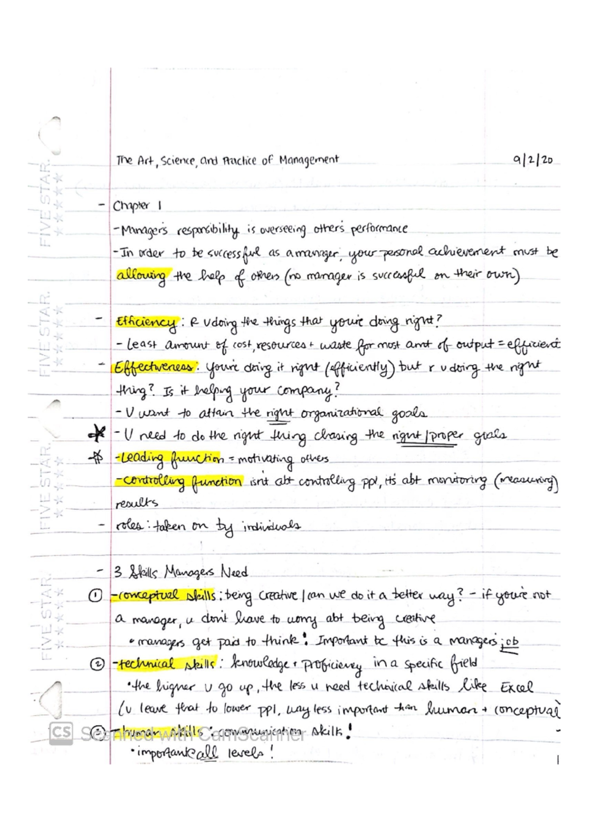 The Art, Science, and Practice of Management Notes Adelphi University 1 ...