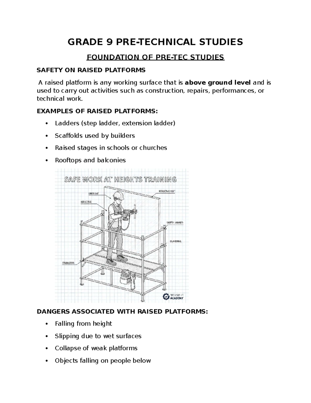 GRADE 9 PRETECHNICAL STUDIES: SAFETY, PRODUCTION & ENTREPRENEURSHIP ...