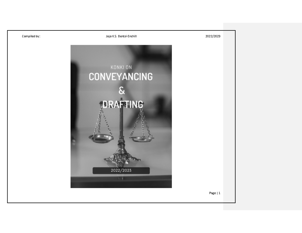 Conveyancing Drafting Notes for Ghana School of Law (GSL 550) - Studocu