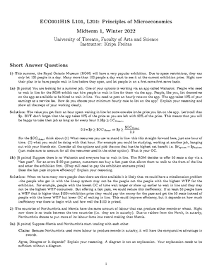 ECO101 Winter 2022 Midterm 2 MC Questions and Solutions - ECO101H1S ...