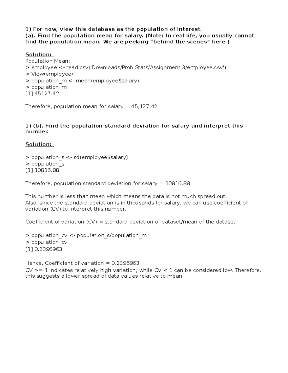 Population Mean Standard Deviation and Sample Analysis - Studocu