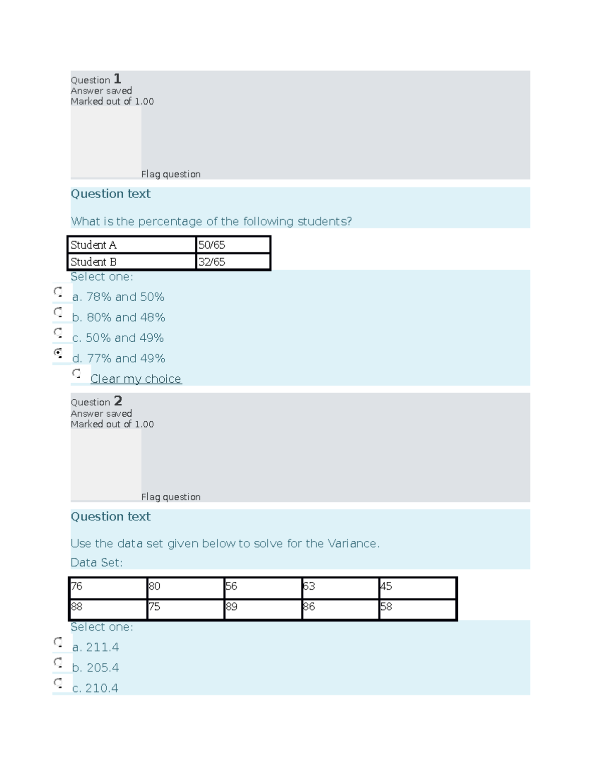 Psychological Stats Midterms - Question 1 Answer saved Marked out of 1 ...