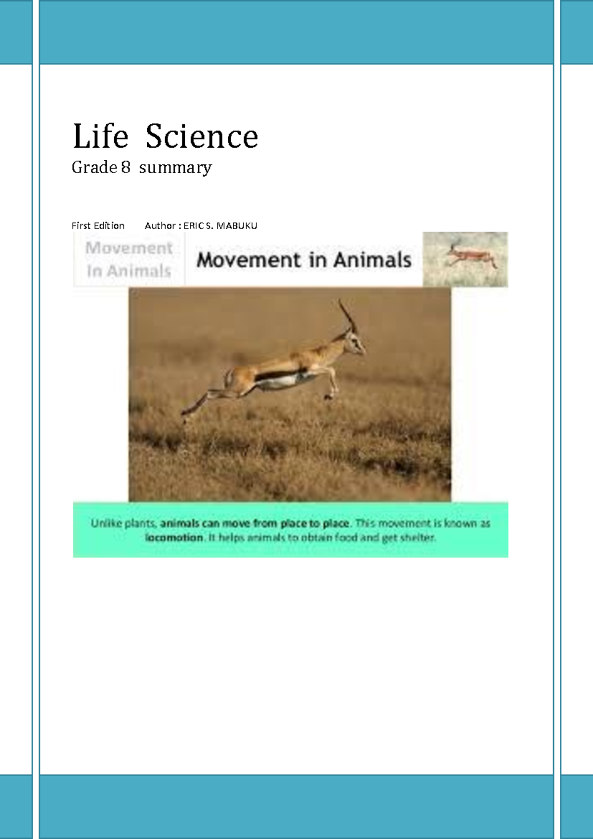 Grade 8 Life Science Notes: Key Concepts and Processes - Studocu
