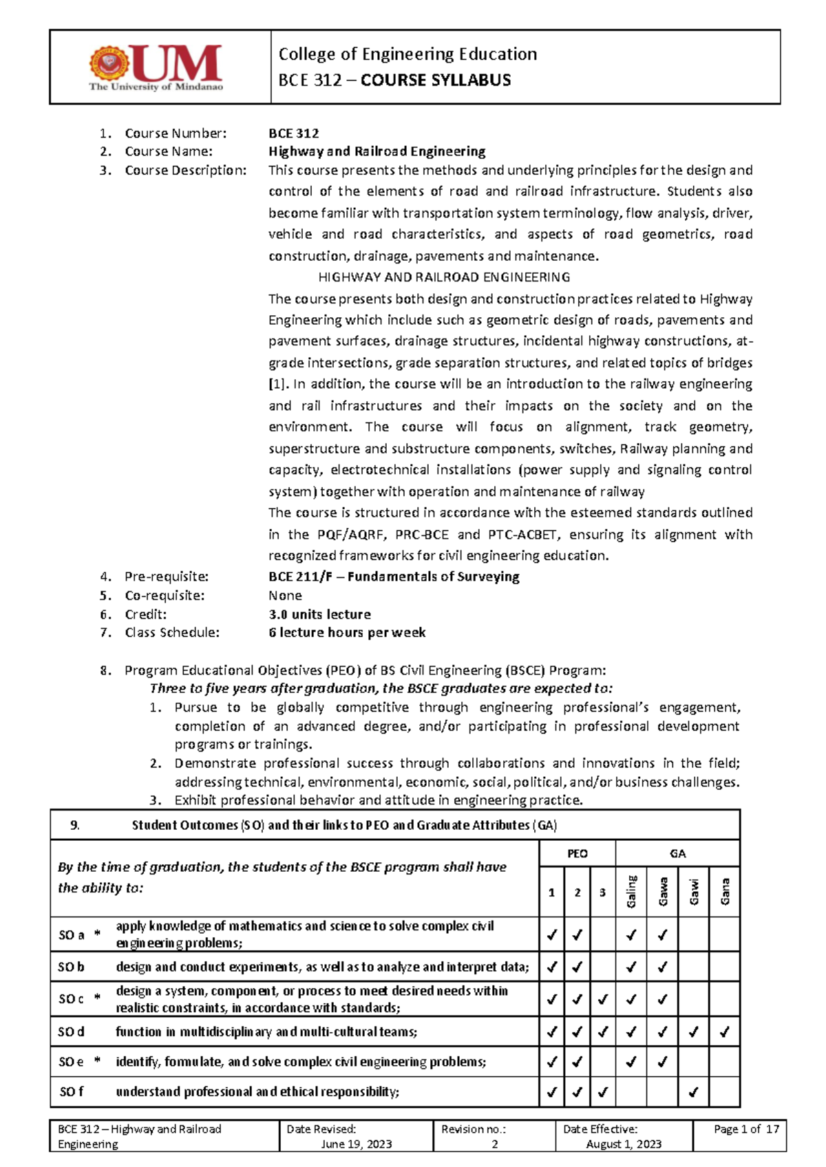BCE 312 Final Exam - Comprehensive Study Guide for Highway & Railroad ...