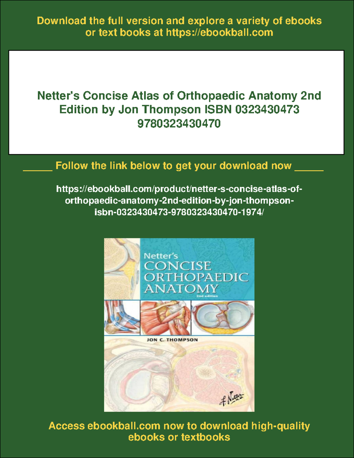 11137 - Netter's concise atlas of orthopaedic anatomy 2nd edition by ...