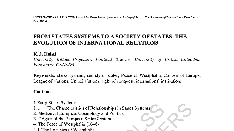 INTERNATIONAL RELATIONS 101: Basics of IR Evolution and Concepts - Studocu