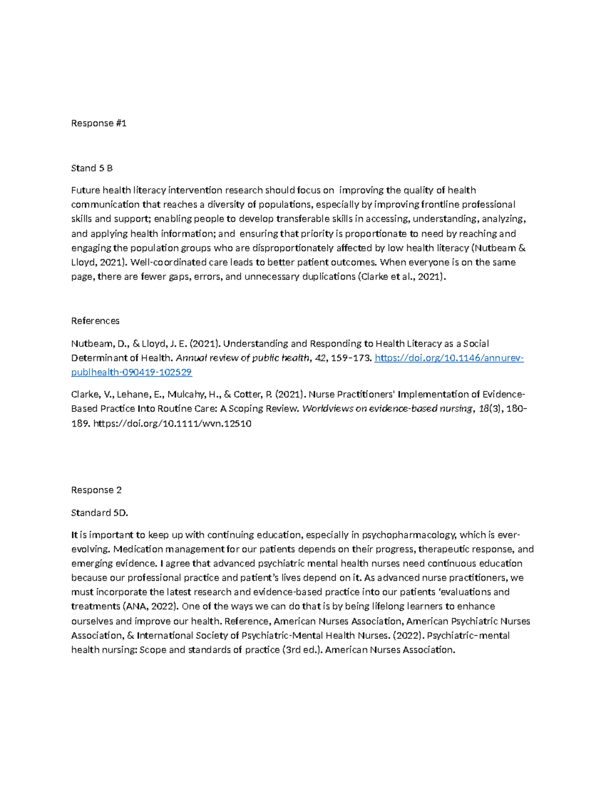 Week 2 Response 1: Enhancing Health Literacy and Continuing Ed. - Studocu