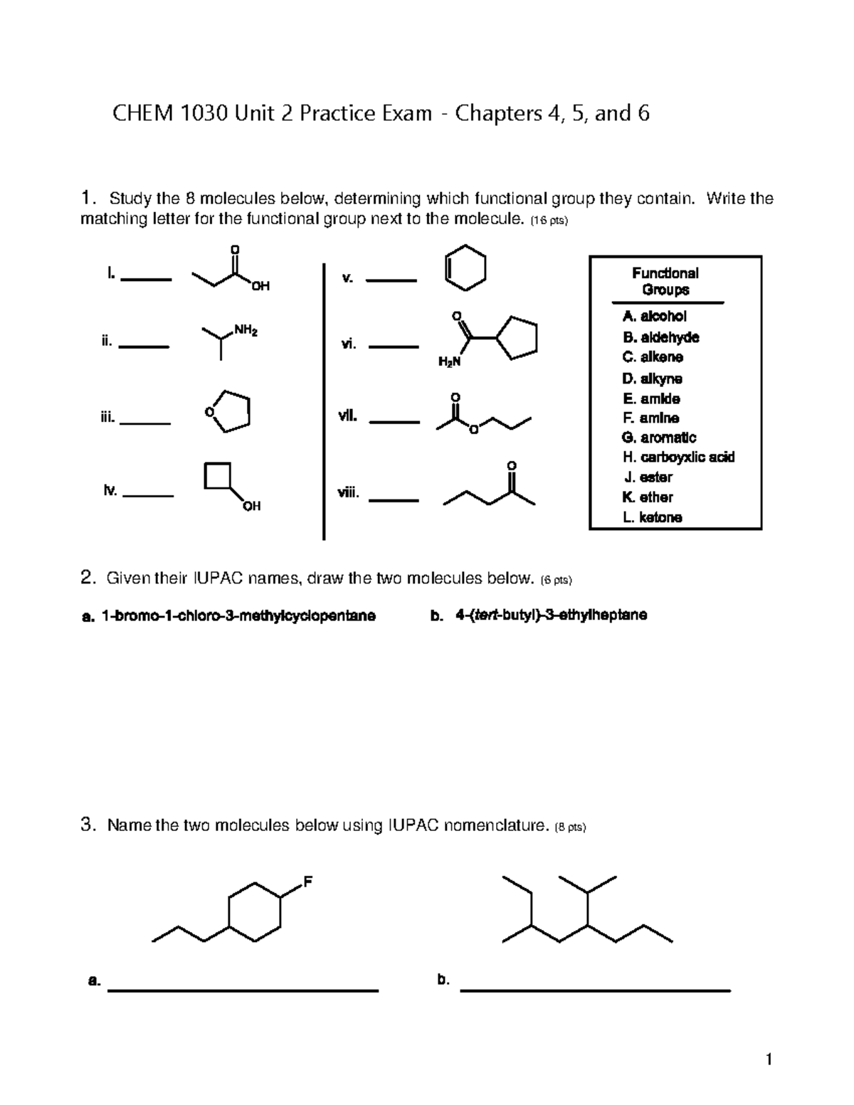 CHEM 1030 Unit 2 Practice Exam Review: Chapters 4, 5, and 6 - Studocu