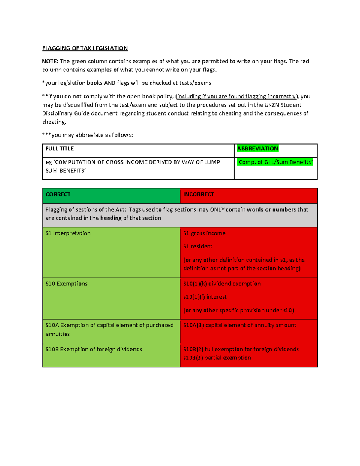 Flagging Guidelines - FLAGGING OF TAX LEGISLATION NOTE: The green ...
