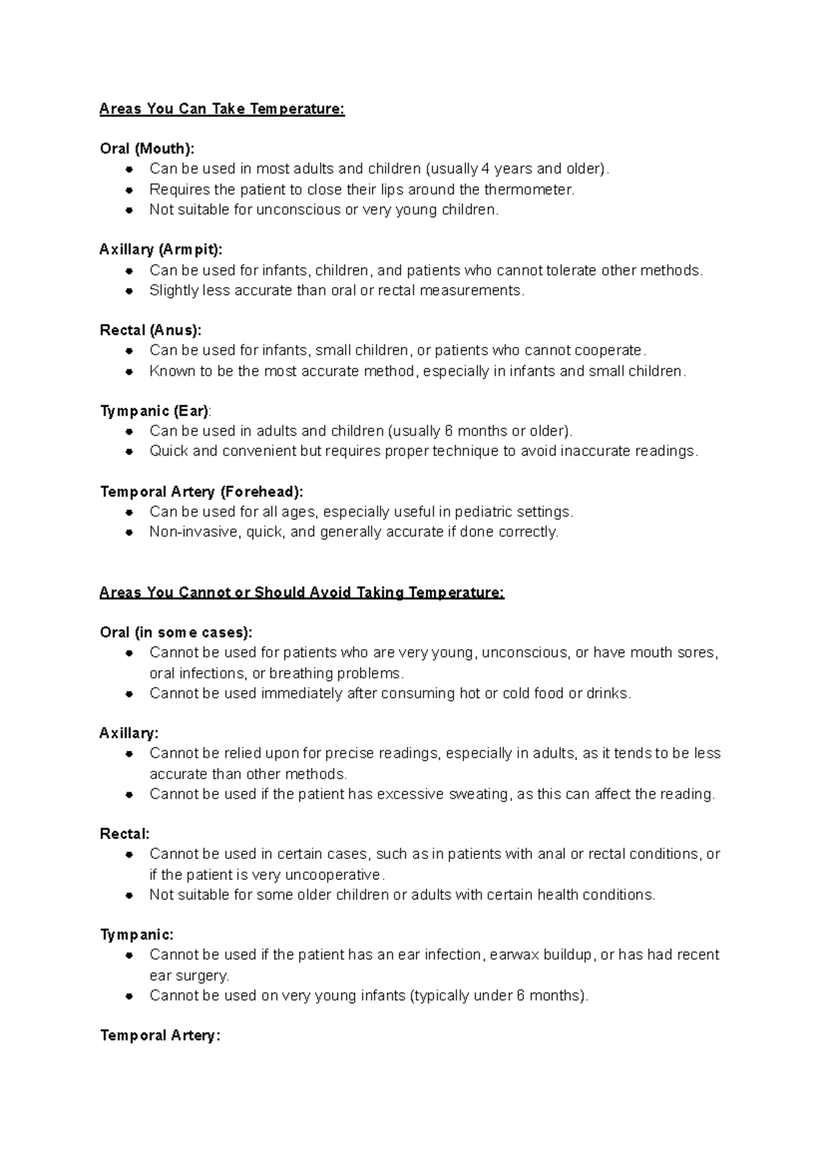 Taking Temperature: Methods and Limitations (Inpppp) - Studocu