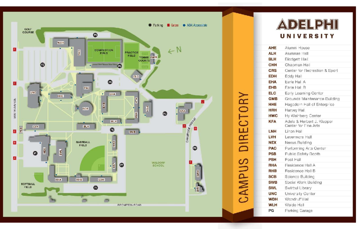 Adelphi University Garden City Campus Map - ADA Accessible Locations ...