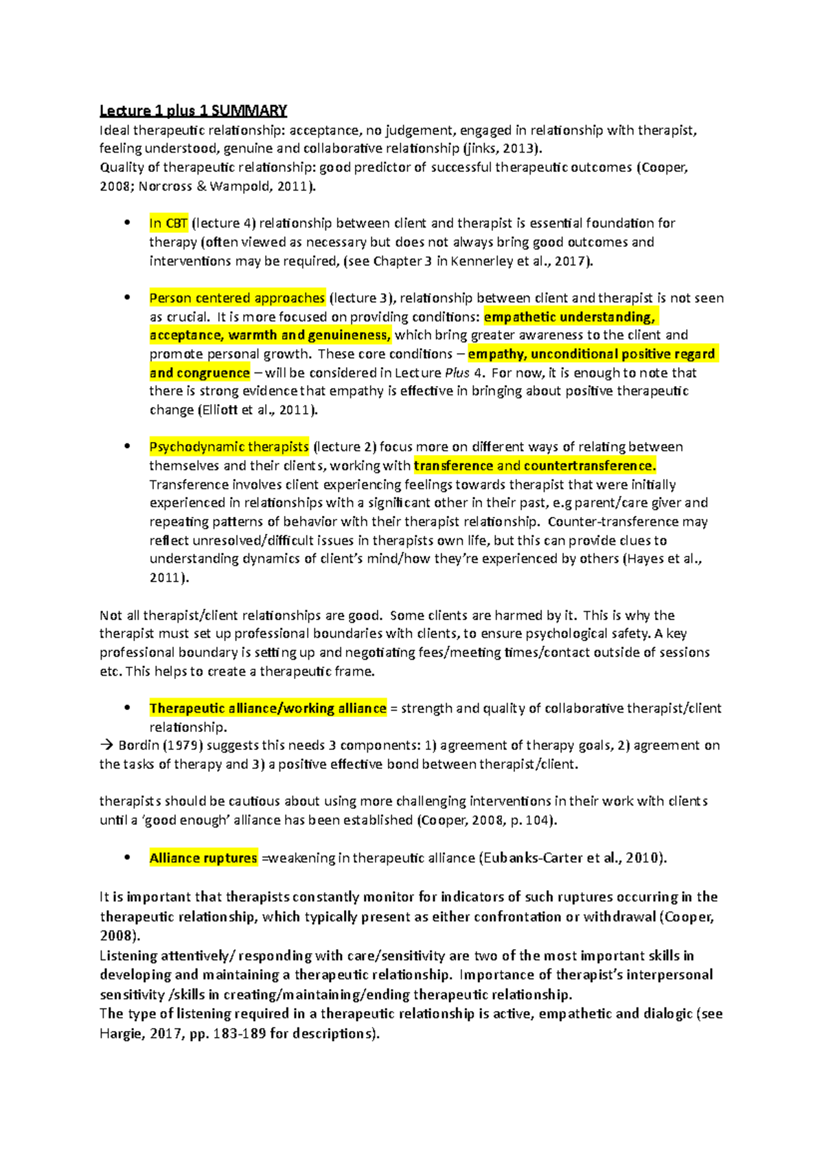 Lecture 1 plus 1 Summary - Lecture 1 plus 1 SUMMARY Ideal therapeutic ...