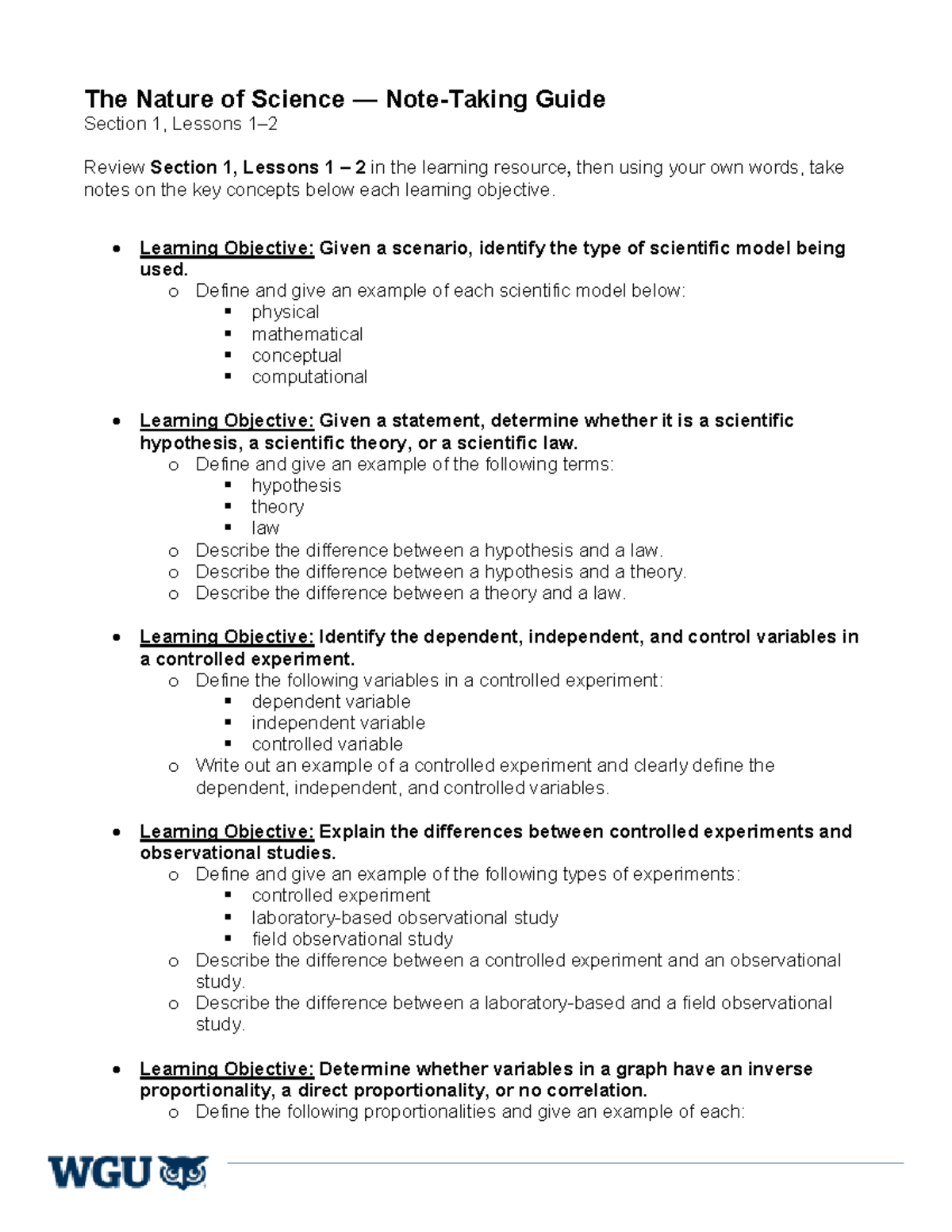 Section 1 Lessons 1-2 Note Taking Guide for Science Concepts - Studocu