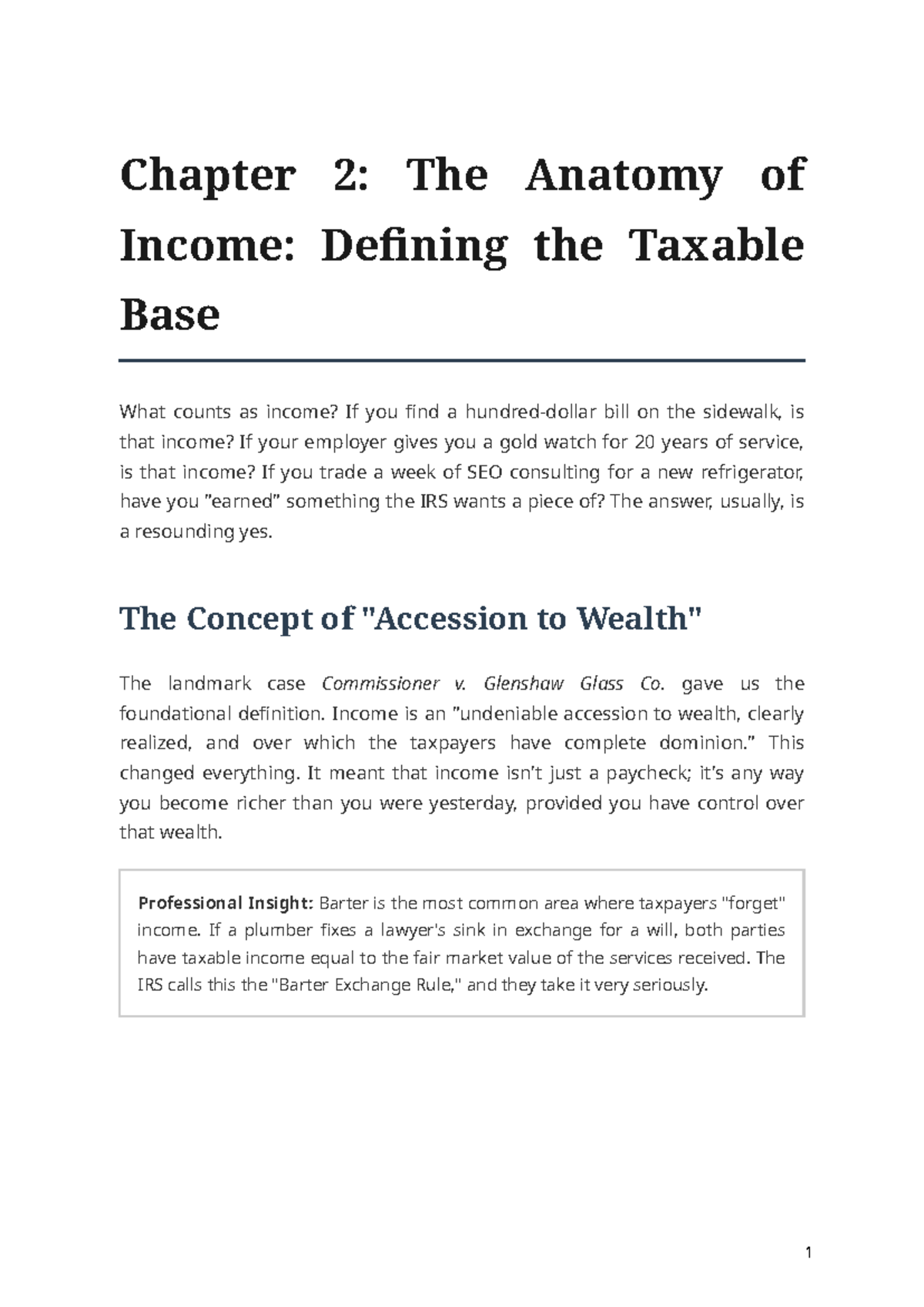 Chapter 2: Anatomy of Income & Taxable Base Analysis - Studocu