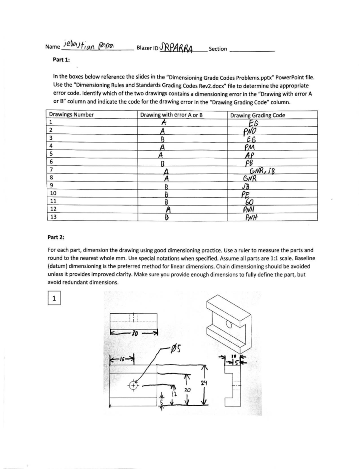 EGR HW - Grading Codes & Dimensioning Errors Analysis - Studocu
