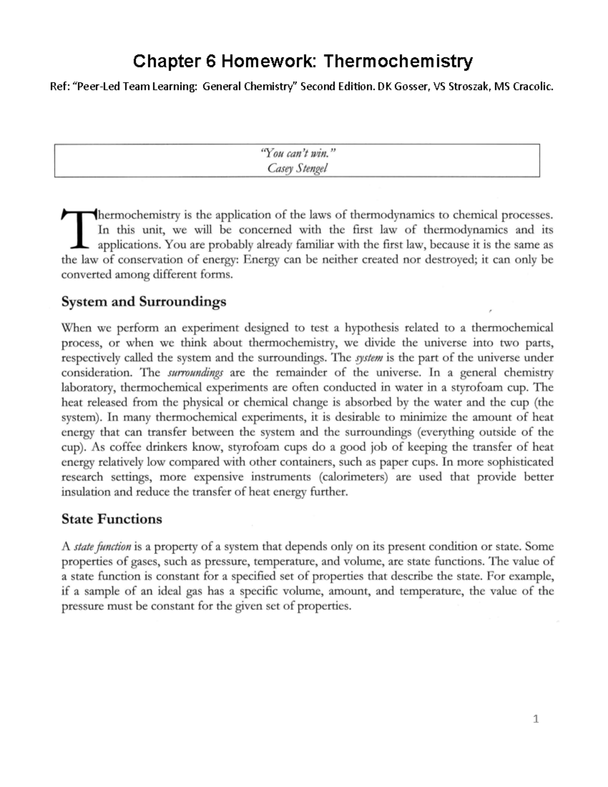Chapter 6 Homework: Thermochemistry Calculations and Concepts - Studocu