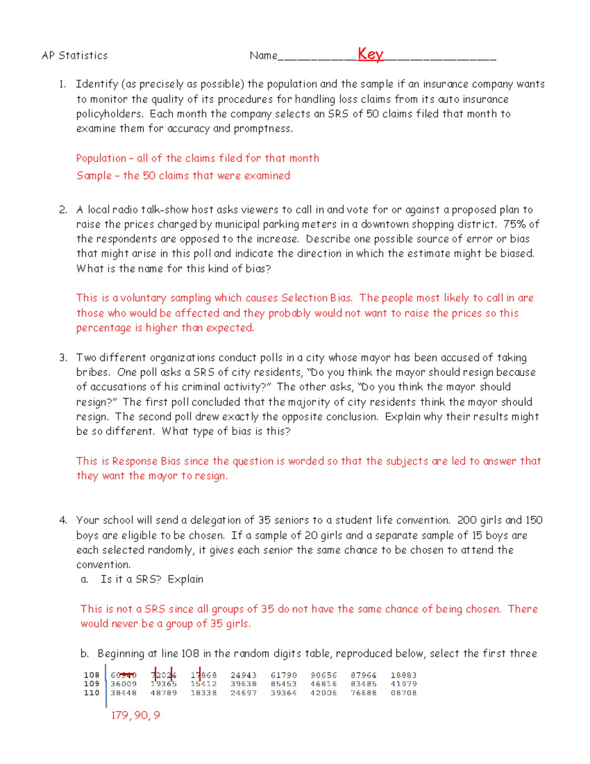 AP Statistics Quiz 4.1 - Sampling and Bias Analysis - Studocu