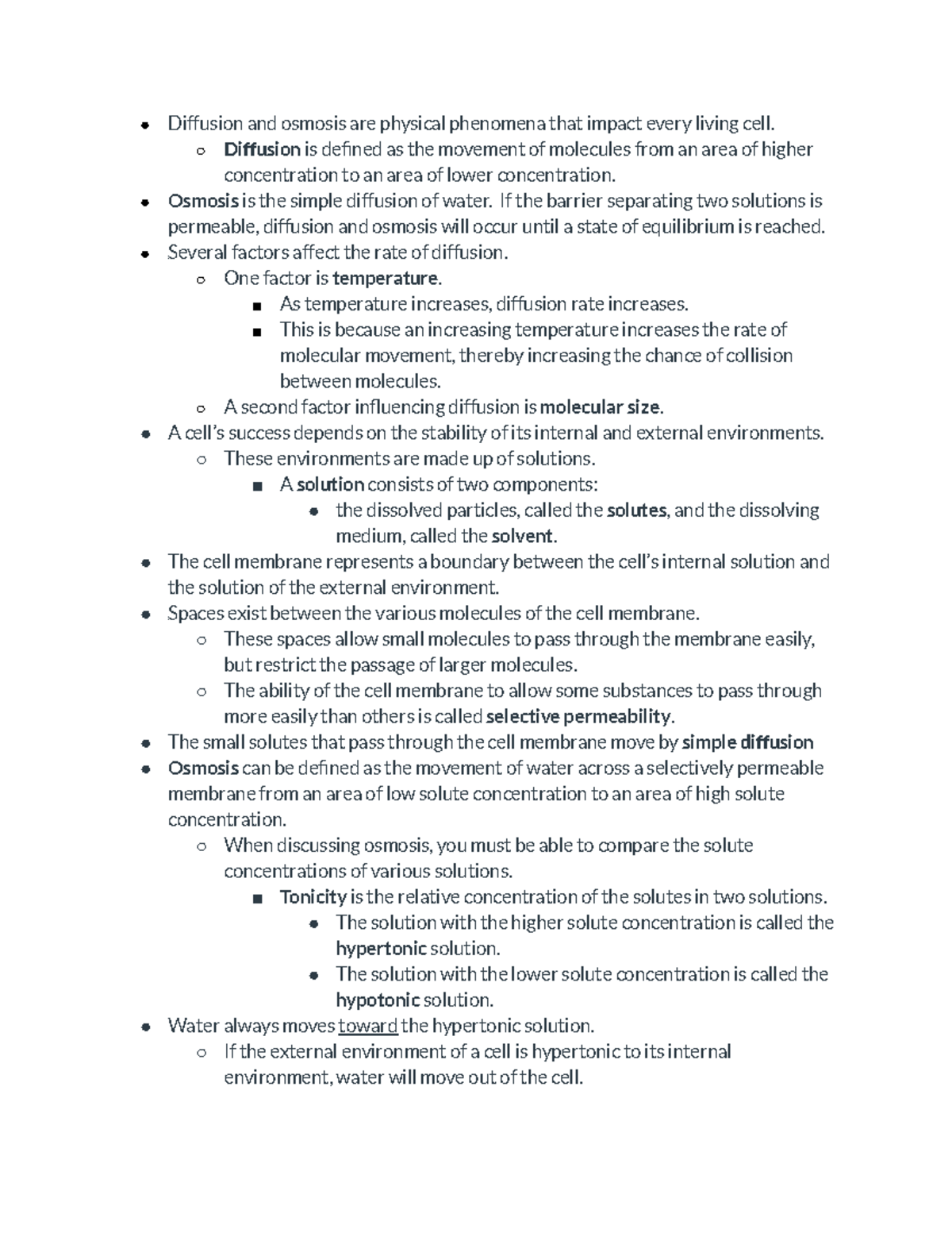 Laboratory Exercise #5- Diffusion & Osmosis notes - Diffusion and ...