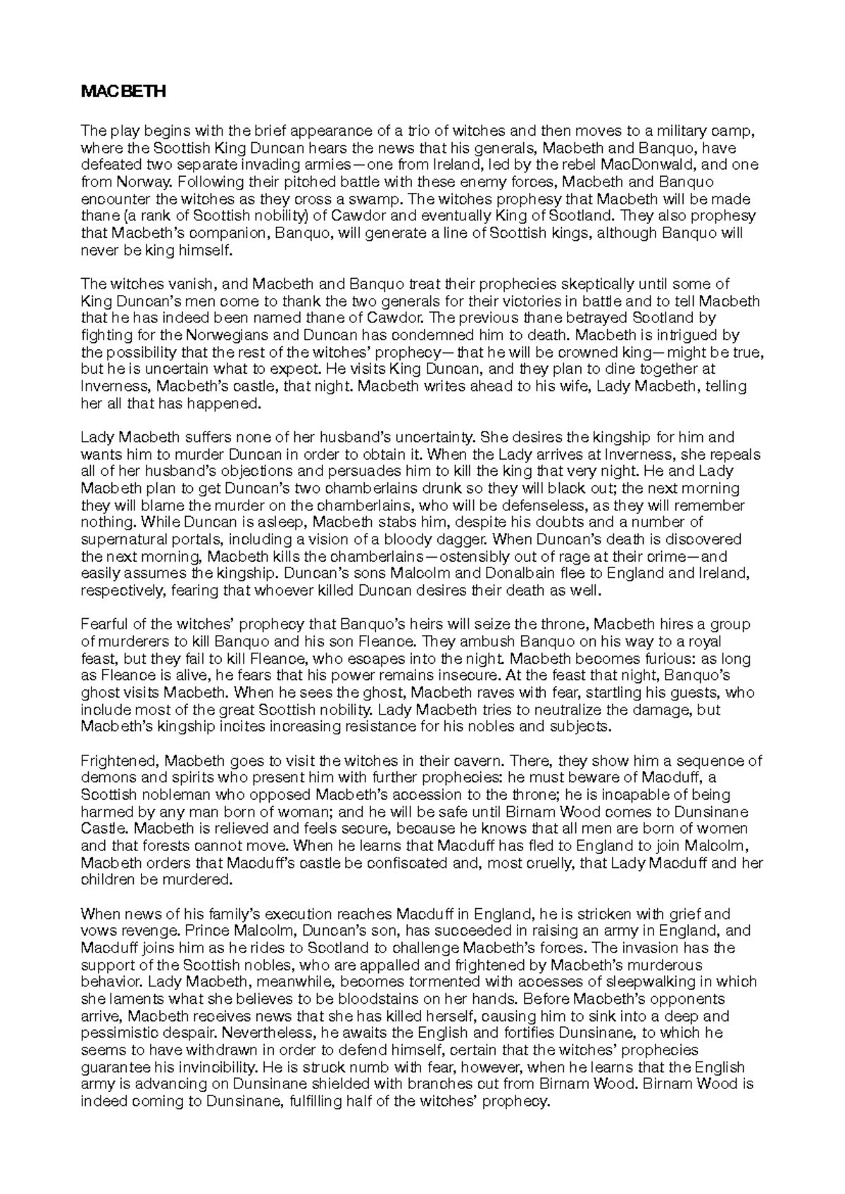Macbeth (ENG 101): A Comprehensive Analysis of Themes and Characters ...