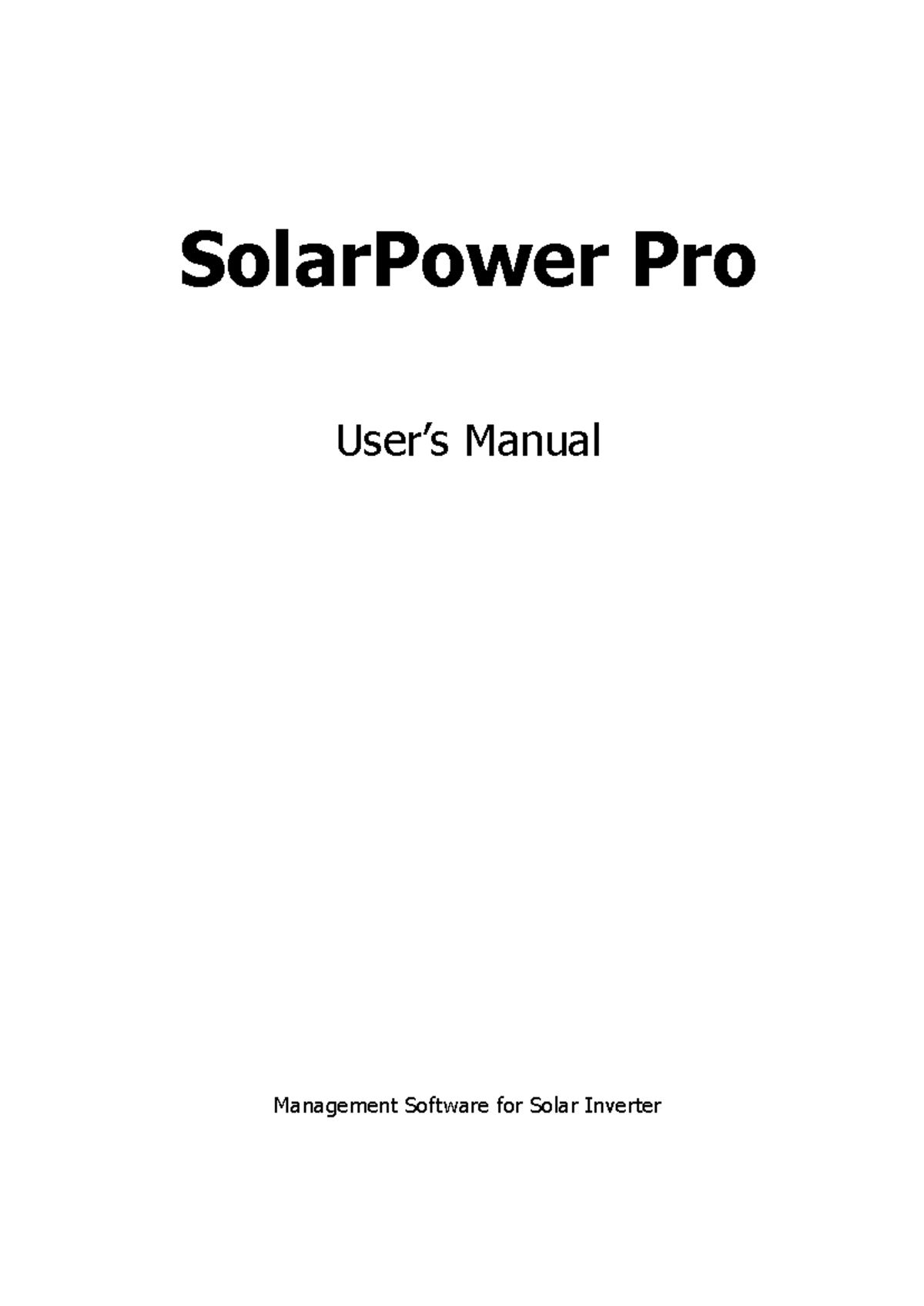 SolarPower Pro Manual: Management Software for Solar Inverter - Studocu