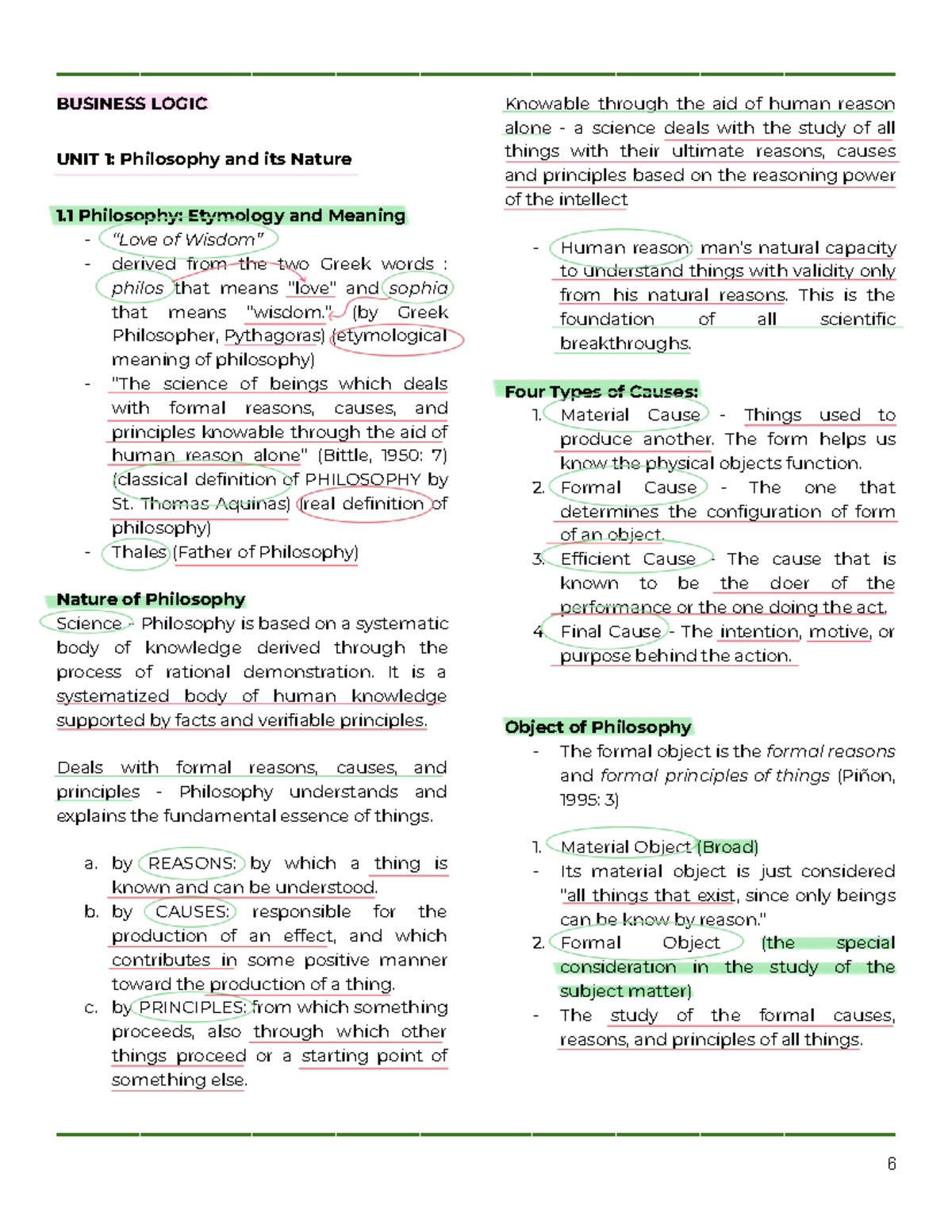 Bslogic Prelims - NOTES - BUSINESS LOGIC UNIT 1 : Philosophy and its ...