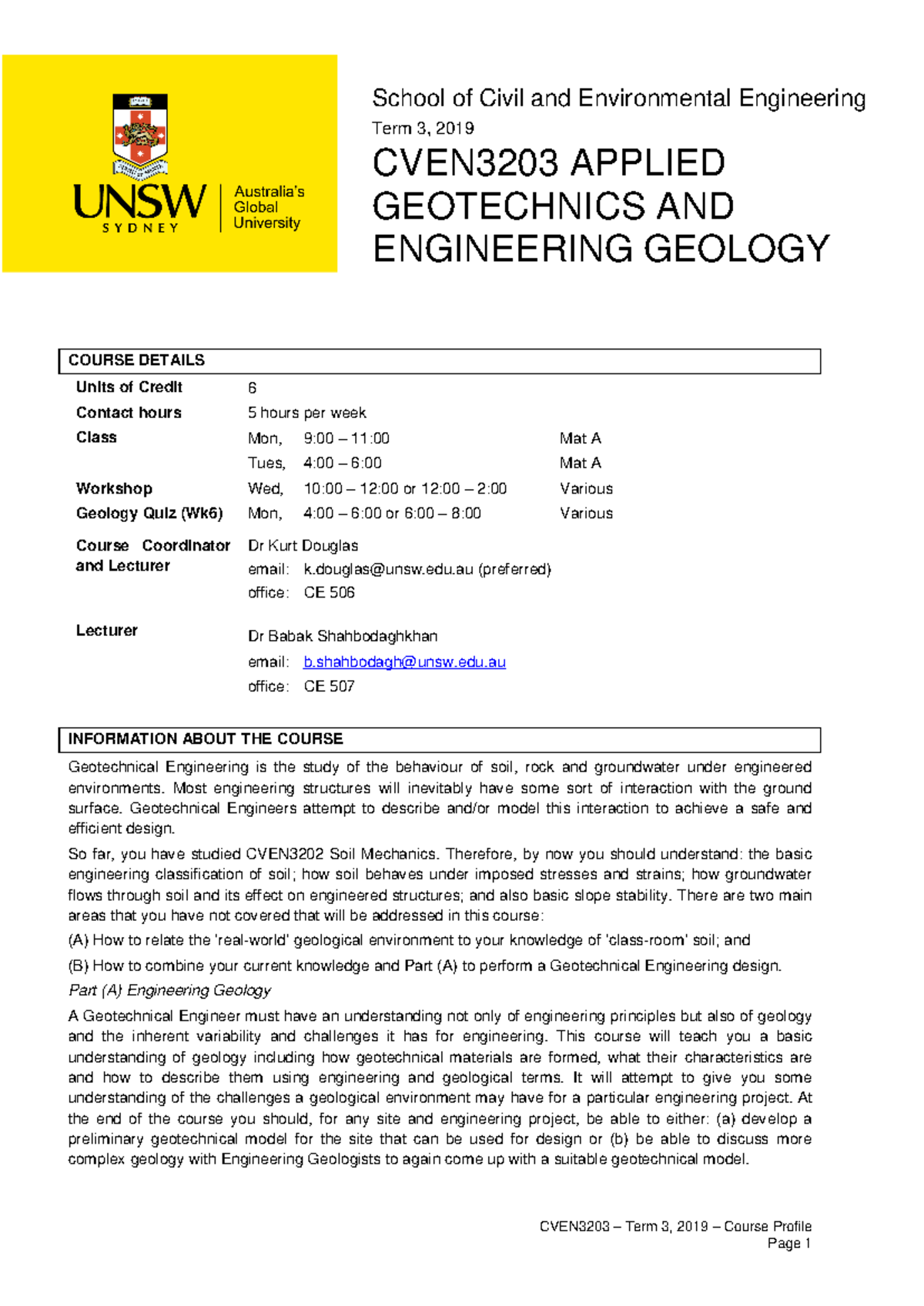 2019-T3 CVEN3203x8082 - CVEN3203 – Term 3, 2019 – Course Profile ...