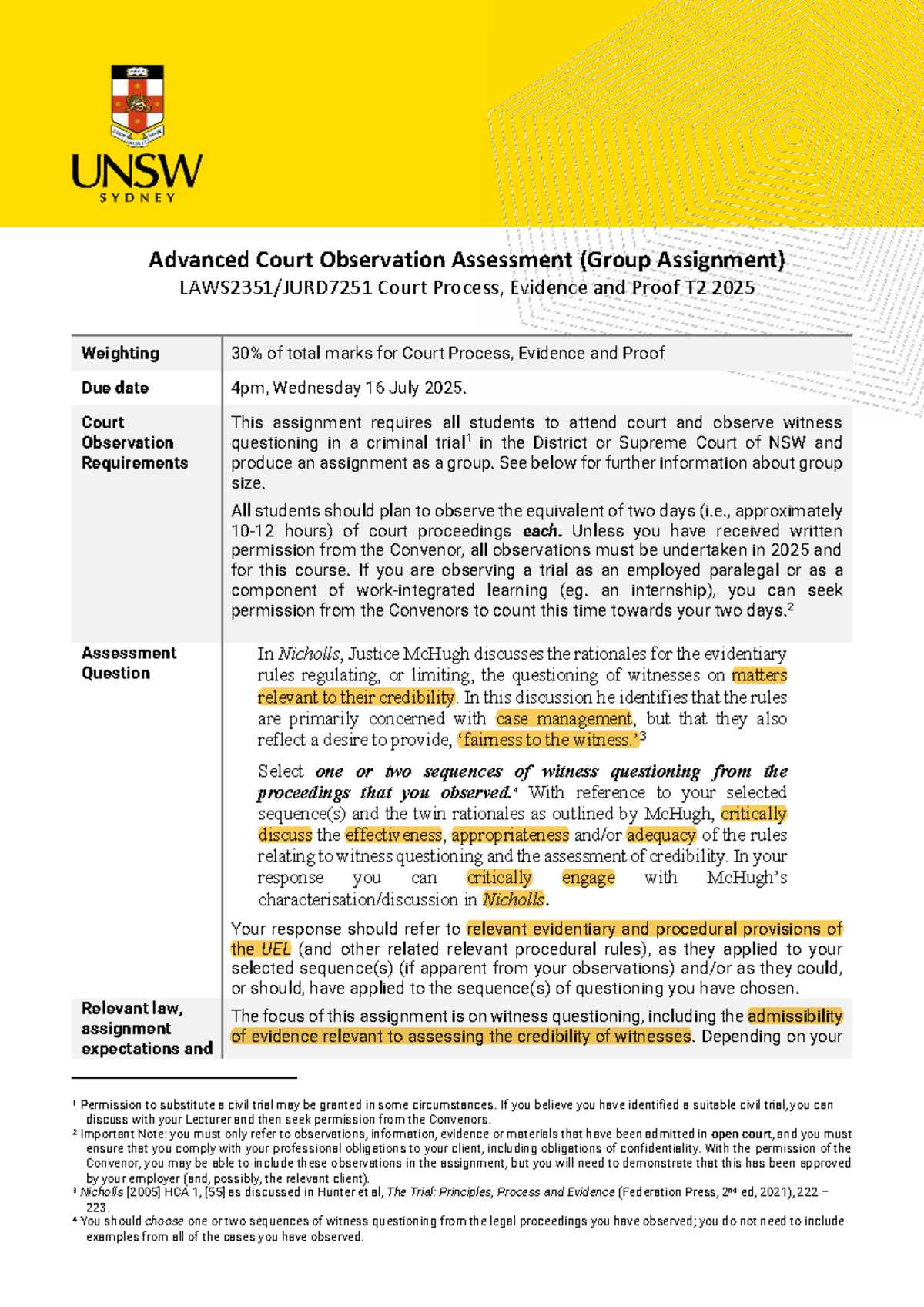 Laws2351 Group Assignment: Advanced Court Observation & Analysis T2 ...