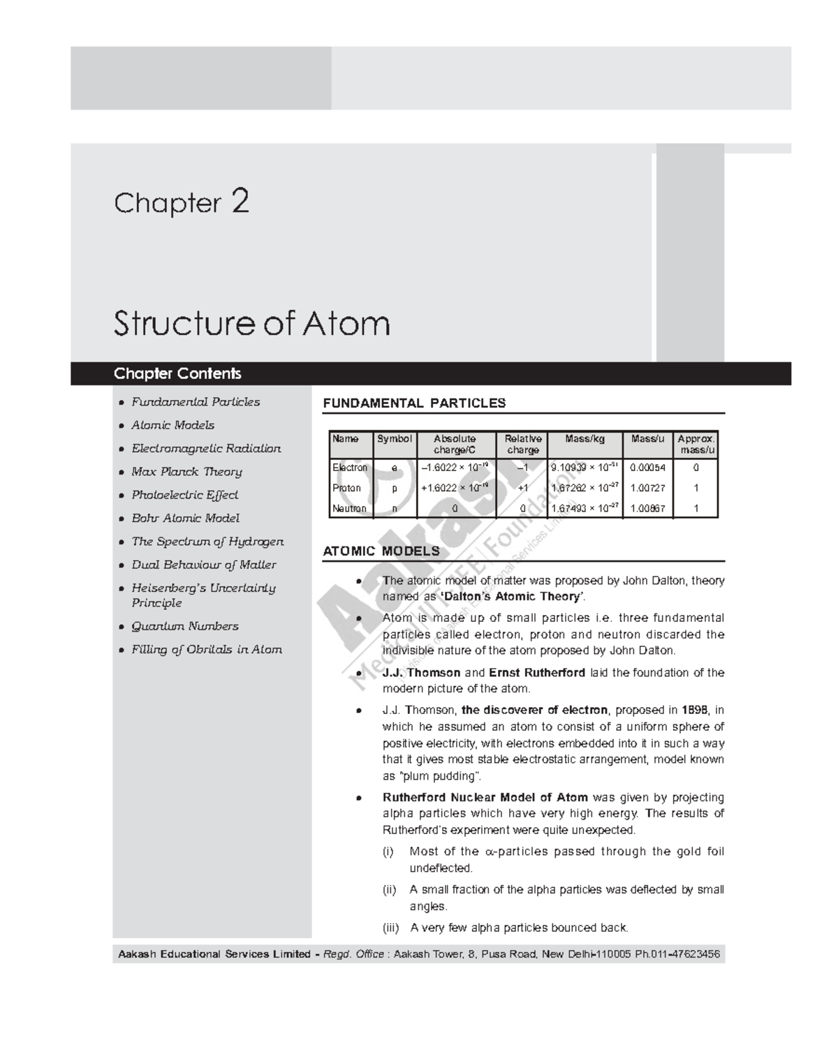 Atomic Structure [ @NEETpassionate ] - Chapter Contents ...