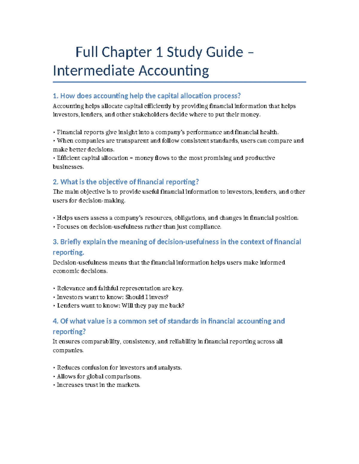 Chapter 1 Study Guide: Intermediate Accounting 1 Insights - Studocu