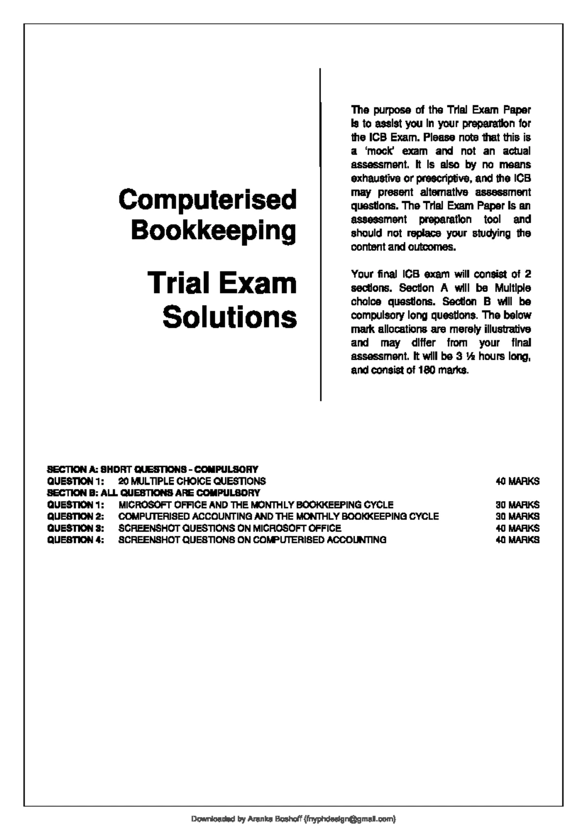 Bookkeeping to Trial Balance: Key Concepts & Business Forms - Studocu