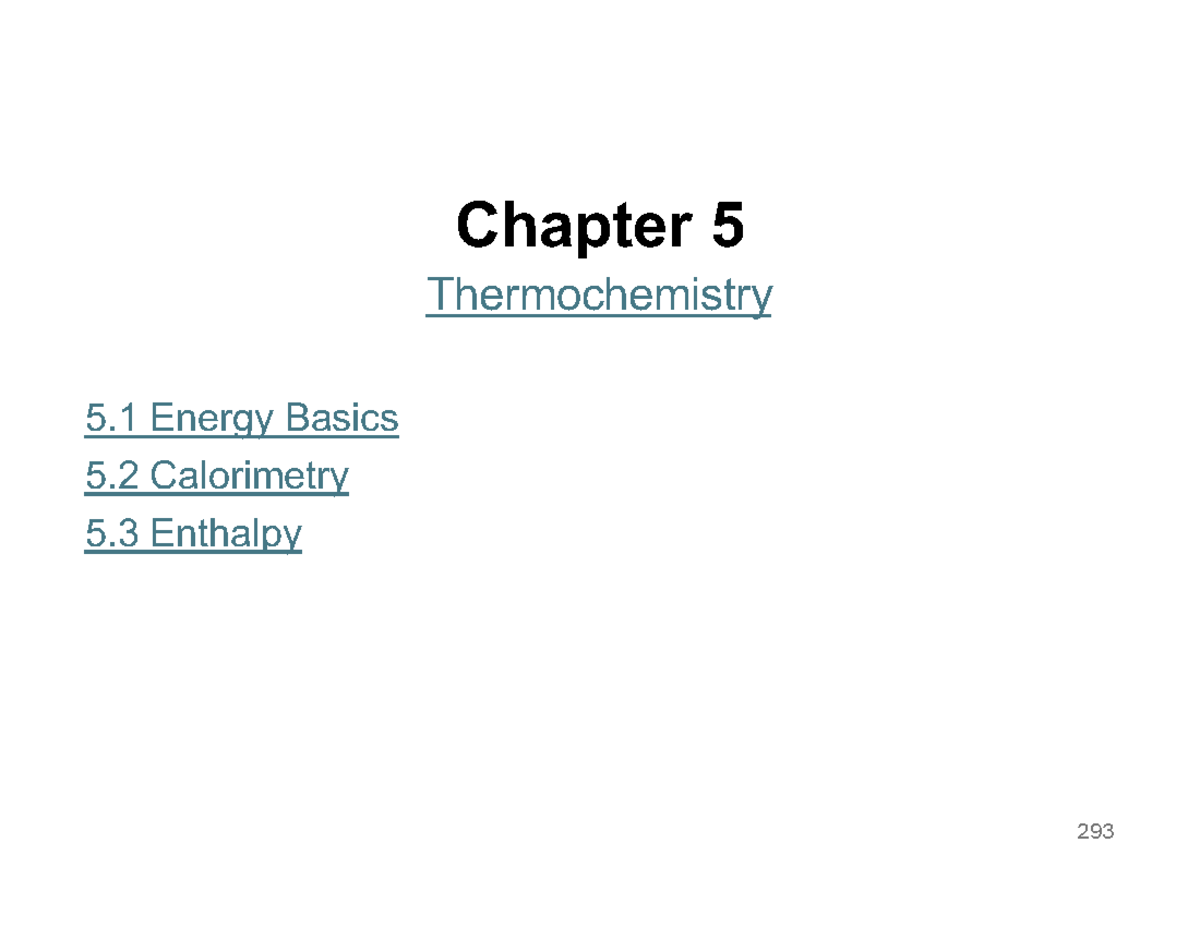 Chapter 5: Thermochemistry Overview - Studocu