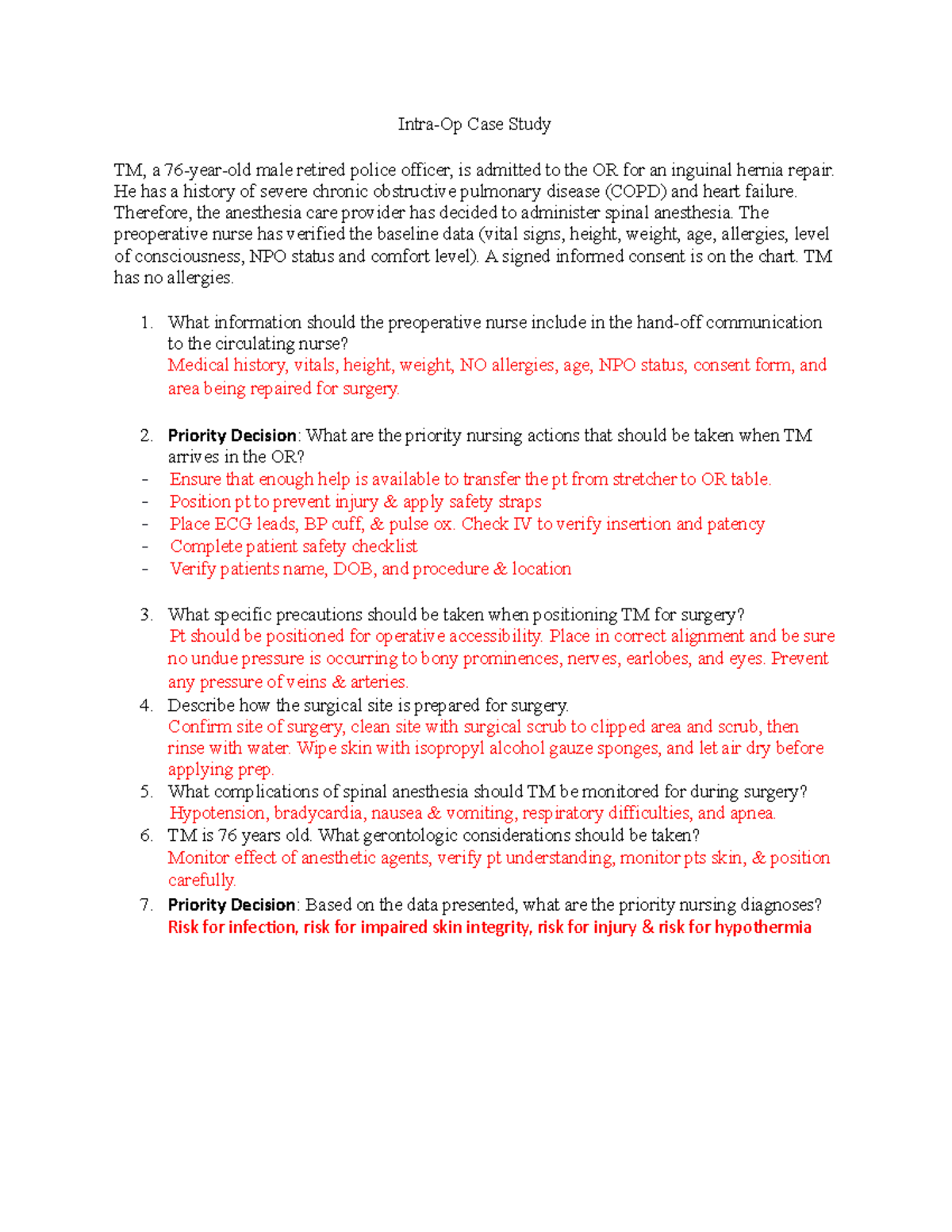 Intra-Op Case Study Prep - Spinal Anesthesia for Inguinal Hernia Repair ...