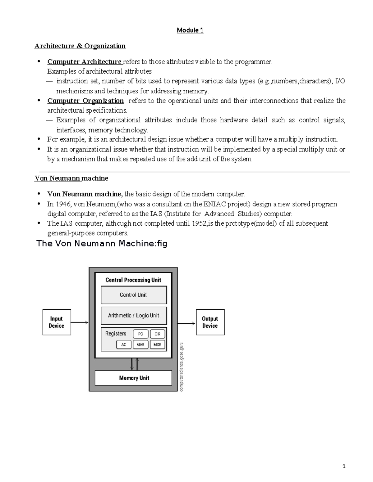 CA Module 1 - Computer Architecture and Organization Lecture Notes ...